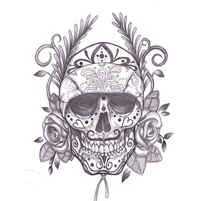 Mexican Skull Lady On Sleeve designs Fake Temporary Water Transfer Tattoo Stickers NO.10461